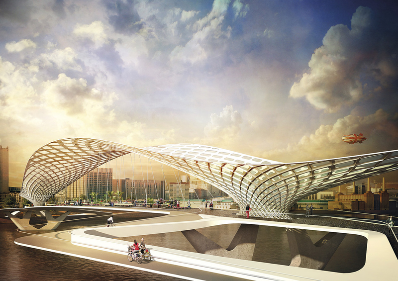 Illustration for article titled The Craziest Designs For London's Newest Pedestrian Bridge